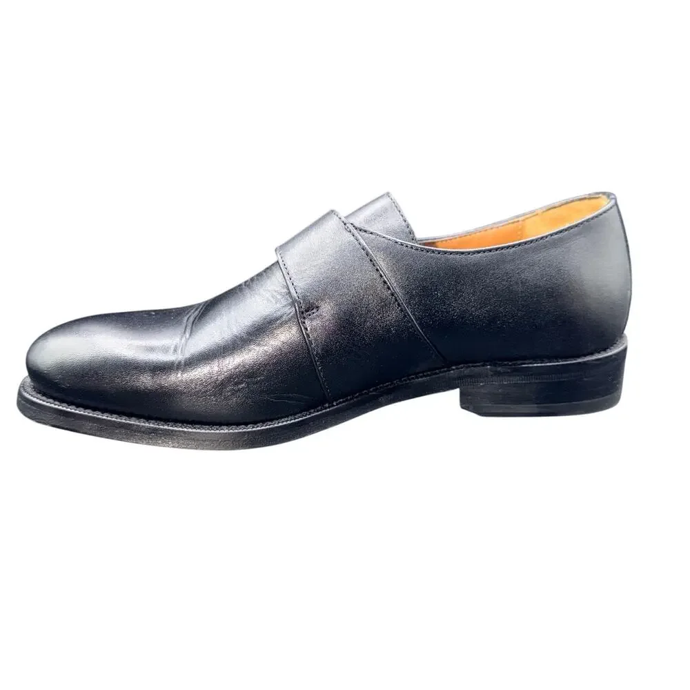 John Tweed Tailored Monk Strap Shoes EU 40 US 7 Black Leather Dress Shoes